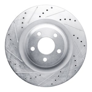 Ford Explorer Brake Rotor (1) - Front Left - R1 Concepts - Drilled & Slotted - Silver - `20-`25